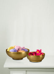 Serene Spaces Living Antique Brass Decorative Bowl For Floating Candles, Flowers, Potpourri, Catchall For Entryway, Dining