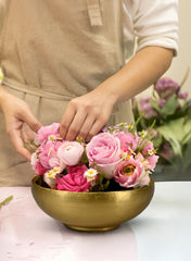Serene Spaces Living Antique Brass Decorative Bowl For Floating Candles, Flowers, Potpourri, Catchall For Entryway, Dining