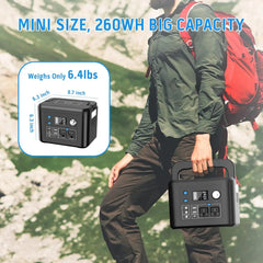 Powkey Portable Power Station 350W 260Wh/70000mAh Backup Lithium Battery, 110V Pure Sine Wave Power Bank for Outdoors Camping