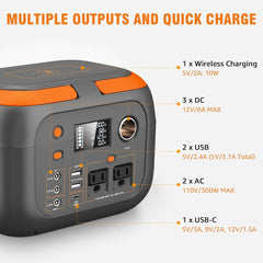 300W Portable Power Station with 60W Solar Panel 260Wh/70000mAh Outdoor Solar Generator 110V Outlet Solar Power Bank for Camping