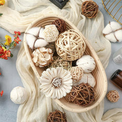 2 Pack Decorative Balls Potpourri Bowl Filler Decor Natural Vase Bowl Filler Assorted Spherical Rattan Twigs Wicker Balls Cotton