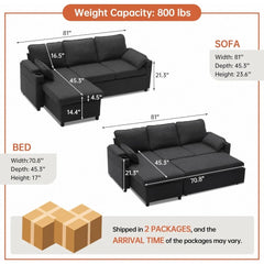Sofa Bed, Sleeper Sofas Couch with Pullout Beds for Living Room, L Shaped Couch with Storage Chaise, USB, Cup Holder, Sofa Bed