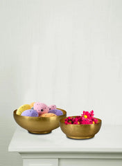 Serene Spaces Living Antique Brass Decorative Bowl For Floating Candles, Flowers, Potpourri, Catchall For Entryway, Dining