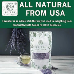 SPICES VILLAGE Lavender Dried Lavender Buds Natural Lavender Buds for Food 2 oz Herbal Tea Potpourri Wedding Confetti Pillow Ko