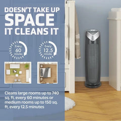 HEPA Air Purifier GermGuardian Removes Smoke Mold Odors 740 sq.ft. Kit Tower Gray Ultra-Quiet Energy Star Refreshing Night Sleep