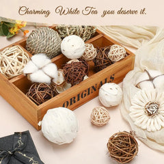 2 Pack Decorative Balls Potpourri Bowl Filler Decor Natural Vase Bowl Filler Assorted Spherical Rattan Twigs Wicker Balls Cotton