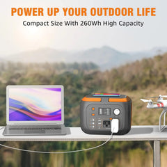 300W Portable Power Station with 60W Solar Panel 260Wh/70000mAh Outdoor Solar Generator 110V Outlet Solar Power Bank for Camping