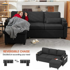 Sofa Bed, Sleeper Sofas Couch with Pullout Beds for Living Room, L Shaped Couch with Storage Chaise, USB, Cup Holder, Sofa Bed