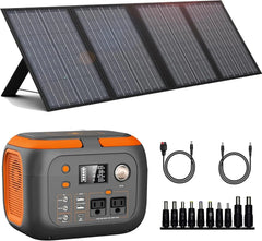 300W Portable Power Station with 60W Solar Panel 260Wh/70000mAh Outdoor Solar Generator 110V Outlet Solar Power Bank for Camping