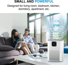 2 Pack Air Purifiers for Home Bedroom up to 650ft², Honeyuan H13 HEPA Air purifier with 360°Air Intake, 3 Fan Speeds, White