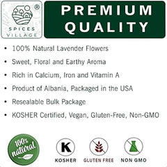 SPICES VILLAGE Lavender Dried Lavender Buds Natural Lavender Buds for Food 2 oz Herbal Tea Potpourri Wedding Confetti Pillow Ko