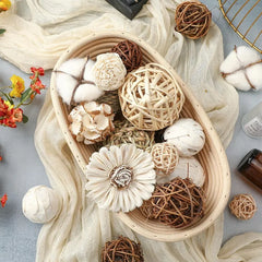 2 Pack Decorative Balls Potpourri Bowl Filler Decor Natural Vase Bowl Filler Assorted Spherical Rattan Twigs Wicker Balls Cotton