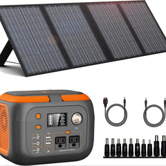 300W Portable Power Station with 60W Solar Panel 260Wh/70000mAh Outdoor Solar Generator 110V Outlet Solar Power Bank for Camping