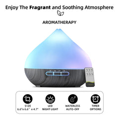 500ml  Aroma Diffuser with Remote Control and Timer Cool Mist Humidifier for Large Room 6 Oil Set