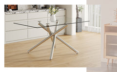Large Modern Minimalist Rectangular Glass Dining Table with 0.39'