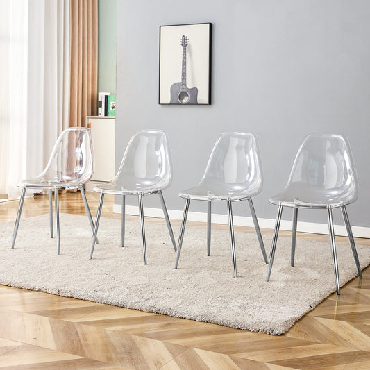 Modern minimalist transparent dining chair, plastic chair, armless