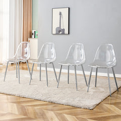 Modern minimalist transparent dining chair, plastic chair, armless