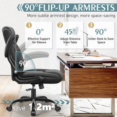 Leather Office Chair, PU Home Computer Desk Chairs with Ergonomic Back