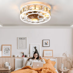 Caged Ceiling Fan with Lights Remote Control,Semi -embedded Modern