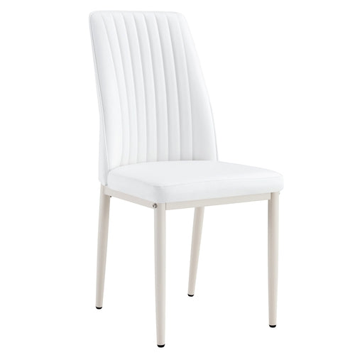 Modern white dining chair, made of high backrest PU material and
