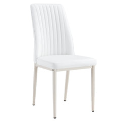 Modern white dining chair, made of high backrest PU material and