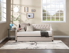 Daybed with Trundle Upholstered Tufted Sofa Bed, with Button and