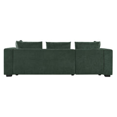 Elegant Chenille L-Shaped Sofa with Wooden Storage Compartment, Green,