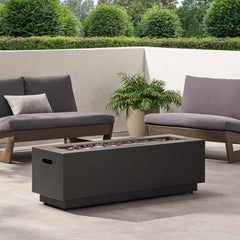 Modern Dark Grey 40' Outdoor Iron Propane Fire Pit, 50,000 BTU, Sleek