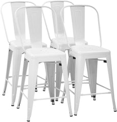 24 Inches Metal Bar Stool Set of 4 Counter Height Barstool with Back