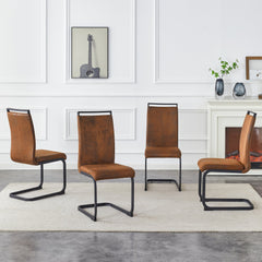 Retro - style Suede - like Tech Fabric Dining Chairs, Sturdy Metal