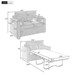 Twin Size Sofa Bed 47.2' Sleeper Sofa Loveseat Sofa with Foldable
