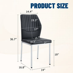 Luxury Simple Chair Set of 4 - High Resilience Dining Chair Black PU