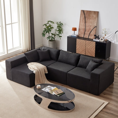 104-Inch Corduroy  Modular L Shaped Sectional Sofa,Luxury Floor Couch