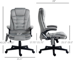 Heated Massage Office Chair, Reclining Velvet, Gray