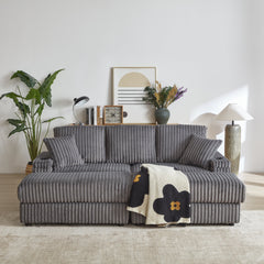 84Inch Corduroy 3-seater sofa With 3 back pillows ,2 toss pillows , a