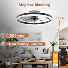 Low Profile Ceiling Fans with Lights and Remote, 23.6In Flush Mount