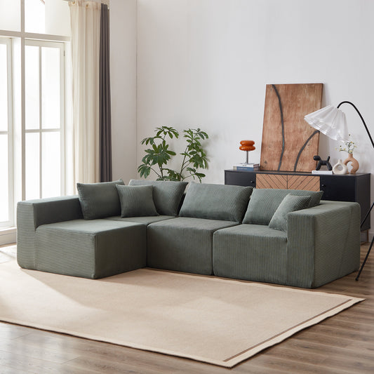 104-Inch Corduroy  Modular L Shaped Sectional Sofa,Luxury Floor Couch