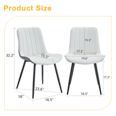 Modern Minimalist Dining Chair Set - Extended Seat Cushion, White/Dark