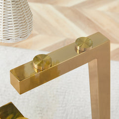 Modern Luxurious Round Tempered Glass Dining Table with Gold 7-Shaped