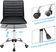 Mid Back Task Chair, Low Back Leather Swivel Office Chair, Vanity