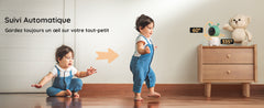 BOIFUN 2K 5" Baby Monitor Camera,  360° Rotation with Phone App, Colorful Night Lights,Motion Monitoring, Automatic Tracking