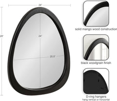 Mckinder Mid-Century Asymmetrical Wood Wall Mirror, 24 X 28, Black,