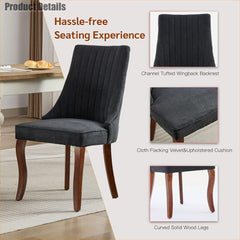 Velvet Dining Chairs Set of 4,Comfy Fabric Upholstered Accent Chairs