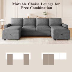 Modern Convertible Sectional Sofa with Storage Chaise Lounges and USB