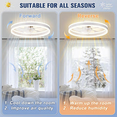 Low Profile Ceiling Fans with Lights and Remote, 19.7In Flush Mount