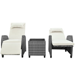 Outdoor Rattan Two-person Combination With Coffee Table, Adjustable,