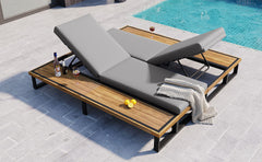 Outdoor Chaise Lounge Chair Set of 2 with 5-Position Adjustable