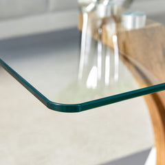 Modern Rectangular Coffee Table with Tempered Glass Top and Artistic