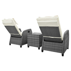 Outdoor Rattan Two-person Combination With Coffee Table, Adjustable,