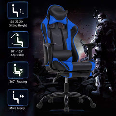 Gaming Chair with Footrest,Ergonomic Office Chair,Adjustable Swivel